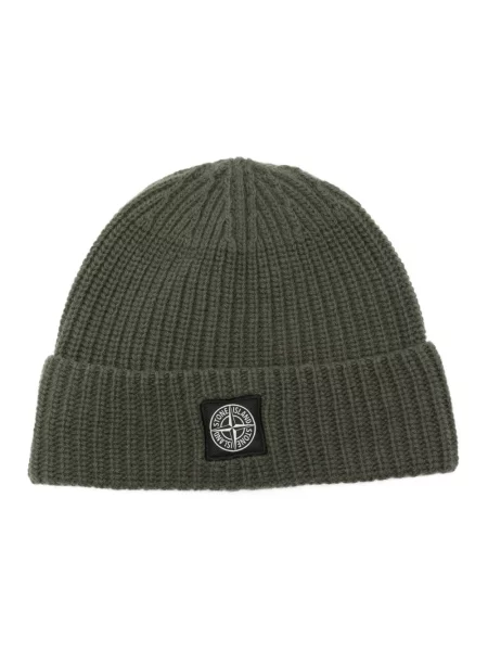 Czapka Stone Island wełniana z kamieniami zielona