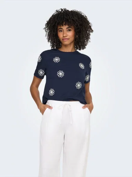ONLY Tricou ONLMARISSE bleumarin alb