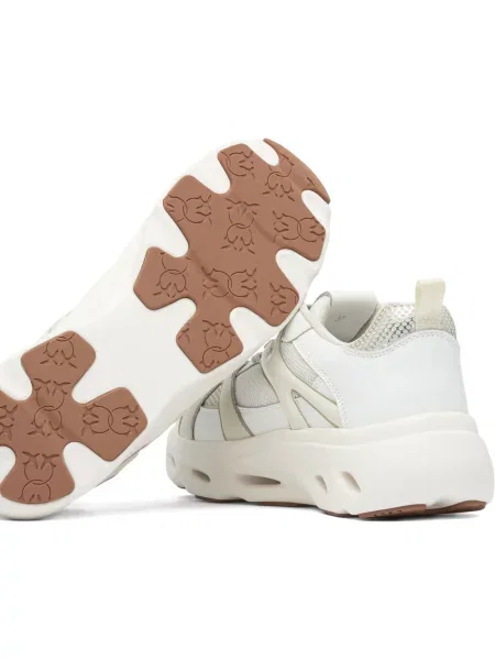 Sneakerși Pinko cu șireturi din dantelă alb