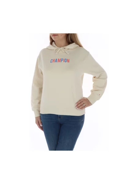 Bluza z kapturem Champion z kapturem z nadrukiem beżowa