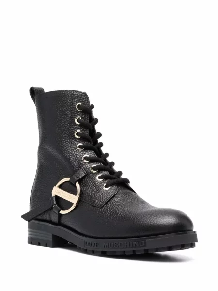 Šněrovací krajkové kotníkové boty Love Moschino černé