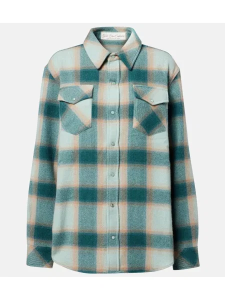 Top God's True Cashmere z kaszmiru w kratkę zielony