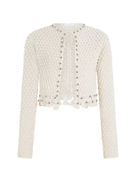 Lung cardigan Rabanne tricotate alb