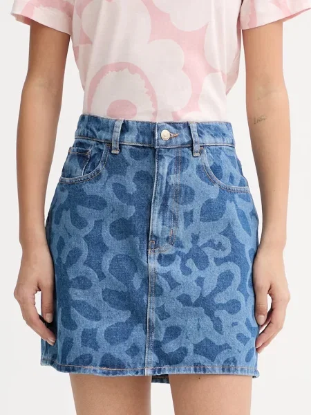 Marimekko fustă din denim albastru