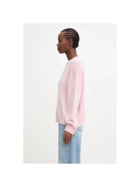 Anine Bing LEE CREW SWEATER POWDER PINK sweter kaszmirowy różowy
