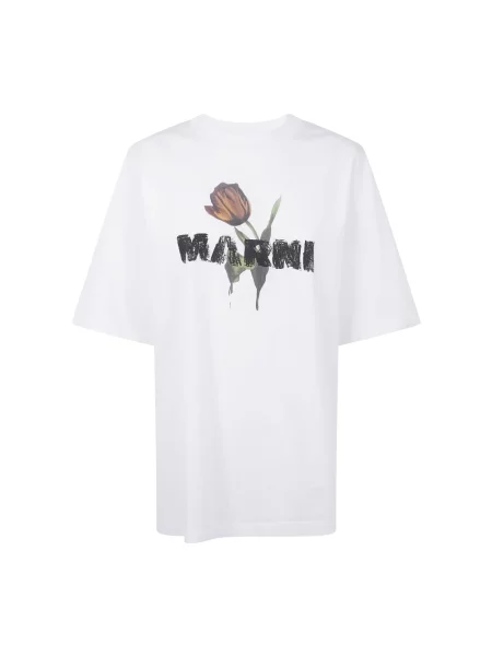 Koszulka Marni w kwiatki z autografem biała