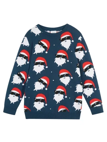 Sweter chłopięcy z bożonarodzeniowym motywem niebieski