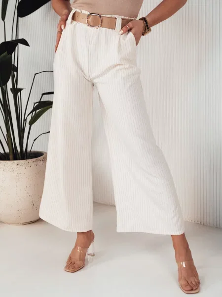Spodnie wide leg ALZUR ecru Dstreet