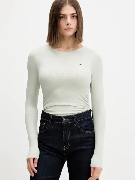 Блуза с дълги ръкави Tommy Jeans зелено