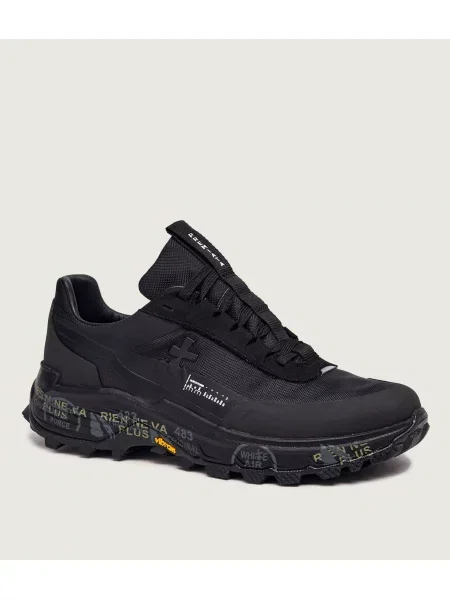 Premiata Sneakers Devin cu adaos de piele negru