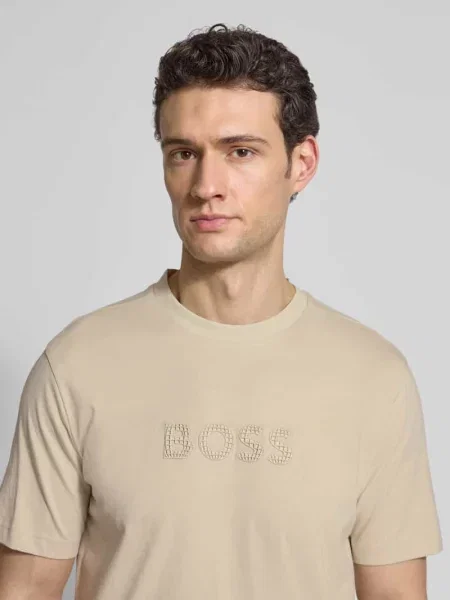 T-shirt o kroju regular fit z czystej Model TS_TERRACE' Boss Green beżowa