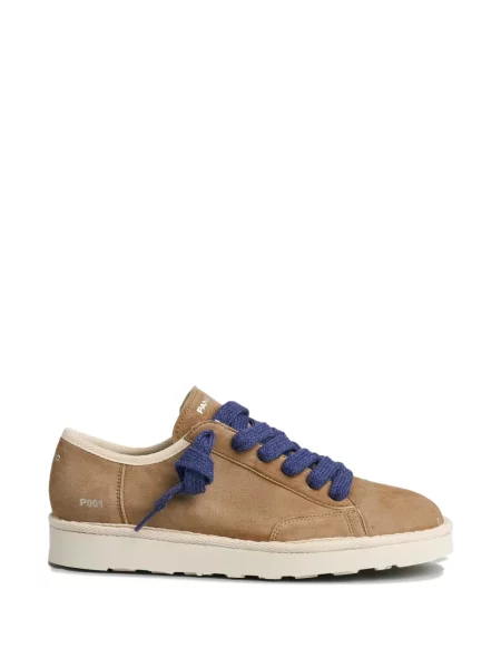 Sneakerși Panchic cu șireturi din piele de căprioară maro