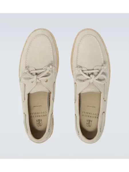 Pantofi loafer Brunello Cucinelli din piele de căprioară bej