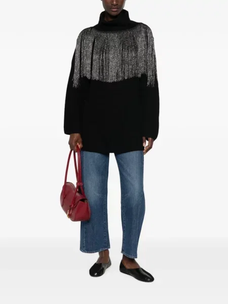 Pulover Pinko cu franjuri negru