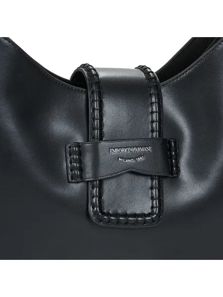 Kožená hobo kabelka Emporio Armani čierna