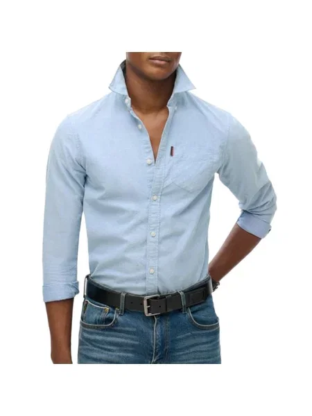 Wyblakana koszula Superdry Oxford niebieska