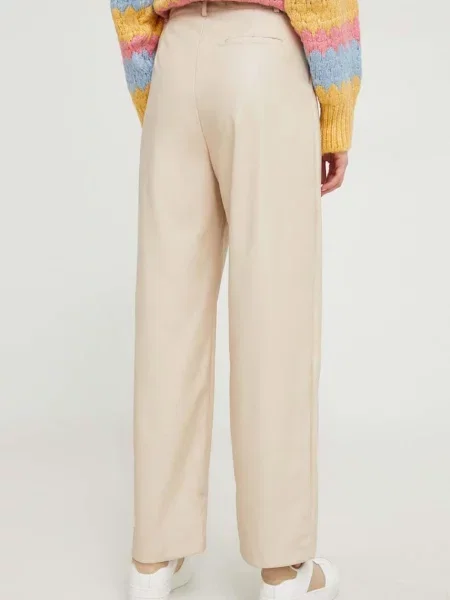Kalhoty Answear Lab jednoduché high waist béžová