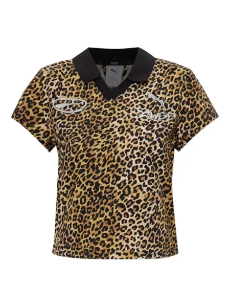 Top Puma cu imagine cu imprimeu animal print maro