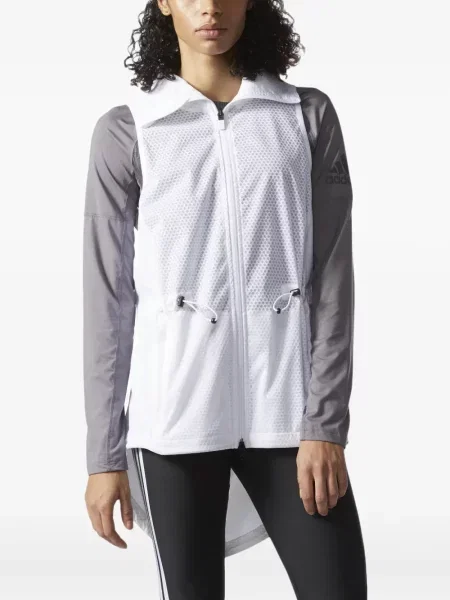 Legginsy Adidas do biegania z nadrukiem z dekoltem w serek czerwone