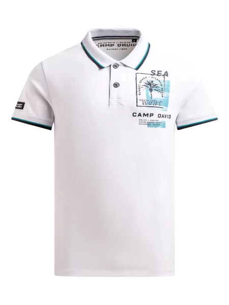 CAMP DAVID Tricou albastru / negru alb