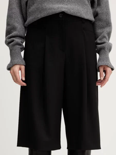 BOSS Orange pantaloni scurți uni high waist negru