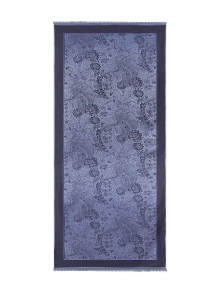 Fular Etro cu model floral din jacard albastru