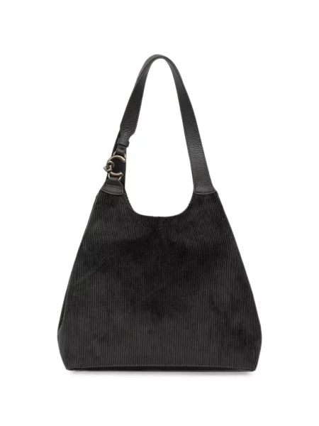 Geantă shopper Coccinelle de catifea cord negru