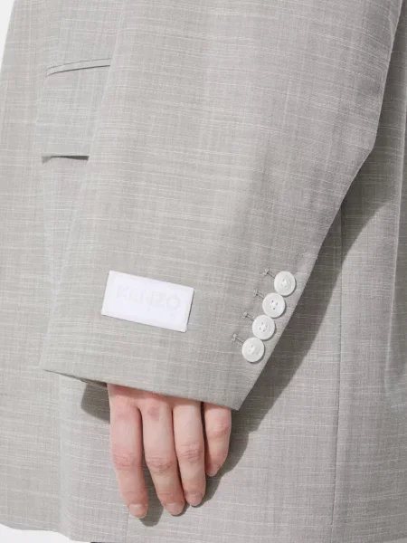 Вовняний піджак Kenzo Solid Kimono Blazer однобортний однотонний сірий