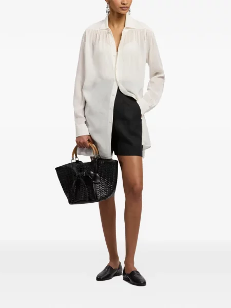 Top Ralph Lauren Collection din piele țesut negru