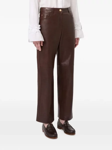 Pantaloni 's Max Mara din piele maro