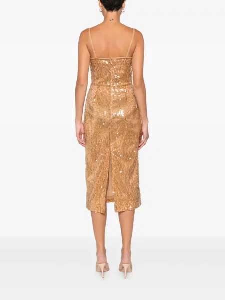 Rochie midi David Koma cu paiete până la genunchi de costum maro