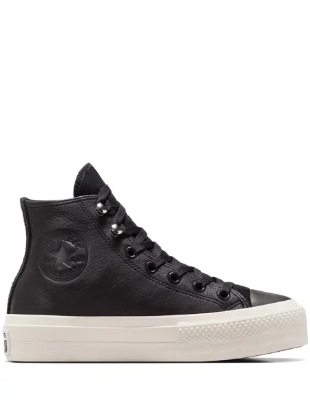 Кожени бягане маратонки Converse Chuck Taylor All Star на платформе бяло