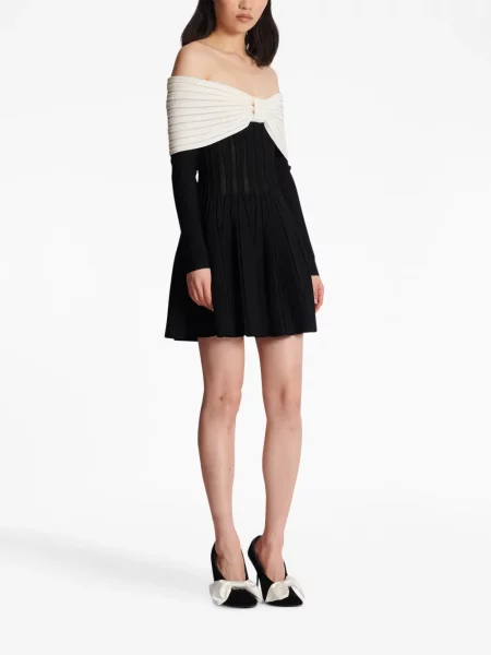 Dzianinowa sukienka Balmain czarna