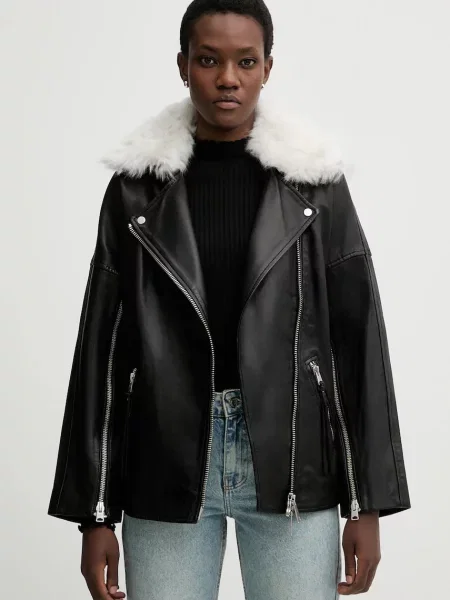 Kurtka skórzana Allsaints czarna