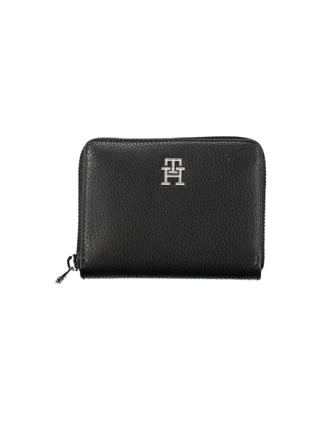 Lniany portfel Tommy Hilfiger elegancki czarny