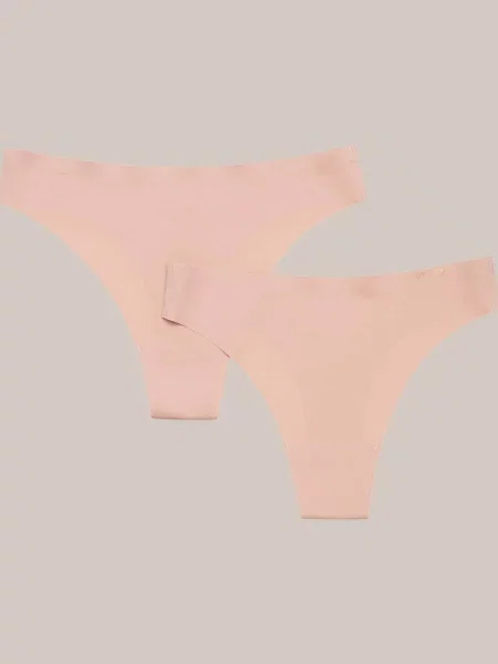 Бесшовные однотонные трусики стринг с низкой посадкой 2 штуки чорні