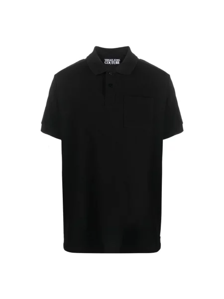Koszulka polo Versace Jeans Couture z krótkim rękawem czarna