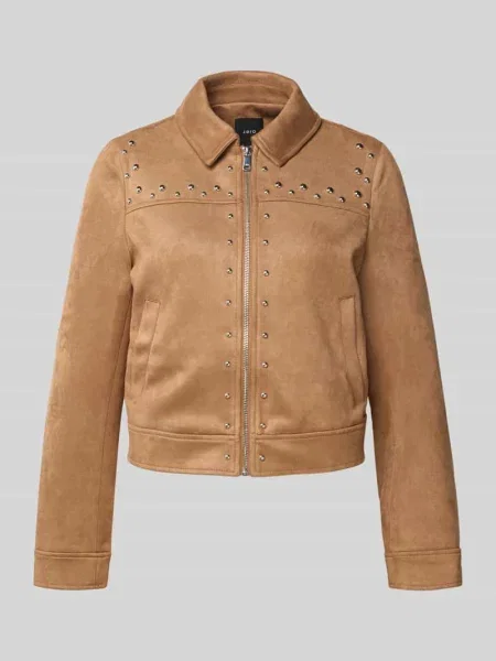 Kurtka z imitacji skóry z obszyciem nitami Zero brązowa