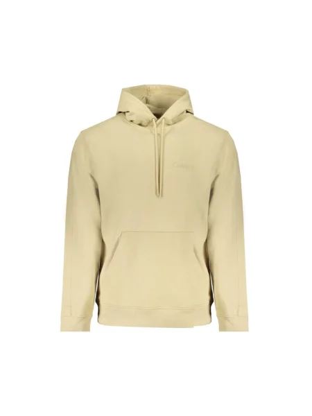Bluza z kapturem Calvin Klein z kapturem z nadrukiem beżowa