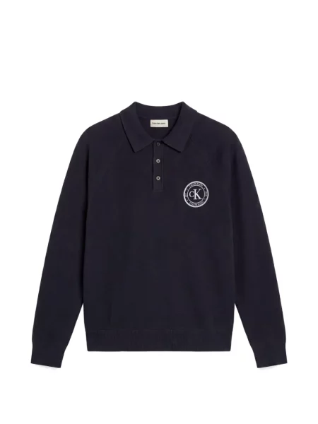 Tricou polo Calvin Klein cu autograf albastru