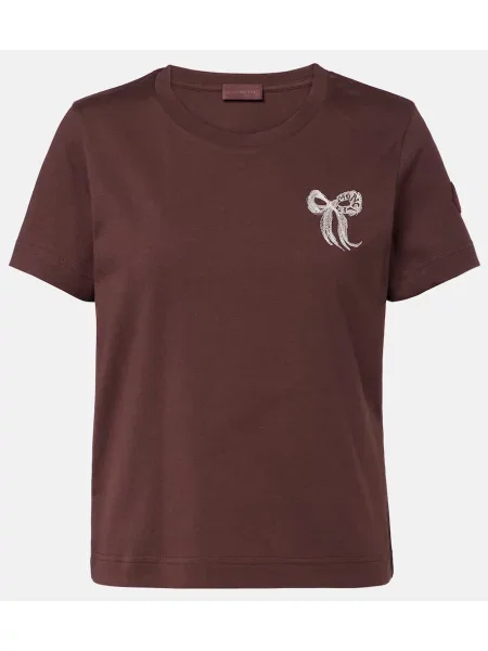 Tricou Moncler cu broderie din jerseu maro