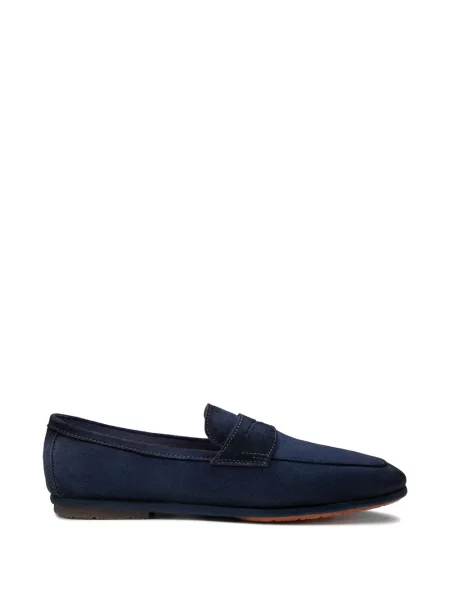 Pantofi loafer Santoni din piele de căprioară albastru