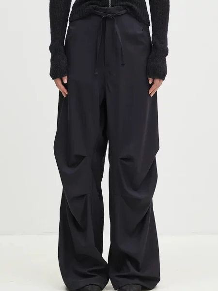 DARKPARK pantaloni de lână Daisy bleumarin lat high waist