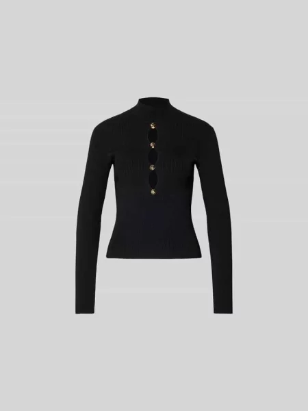 Bluzka z długim rękawem o kroju slim fit z mieszanki Self-portrait czarna