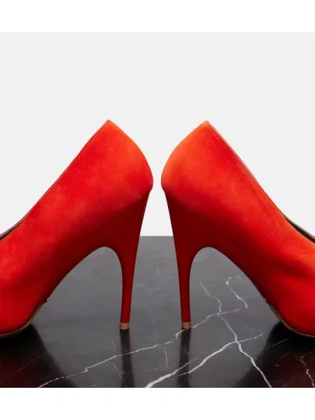 Pantofi cu toc Balenciaga din piele de căprioară roșu