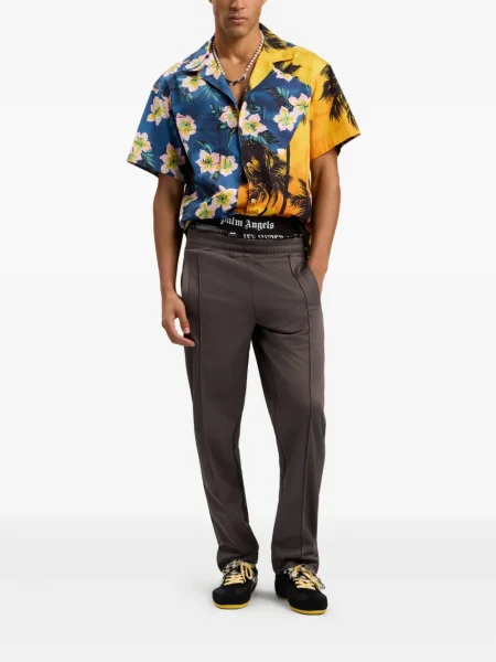 Cămașă Palm Angels cu model floral scurtă albastru
