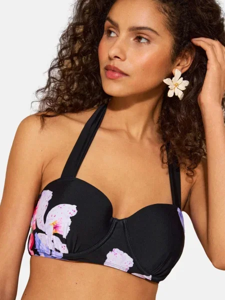 Love & roses Sutien costum de baie mov liliachiu / roz pal / negru / natural alb