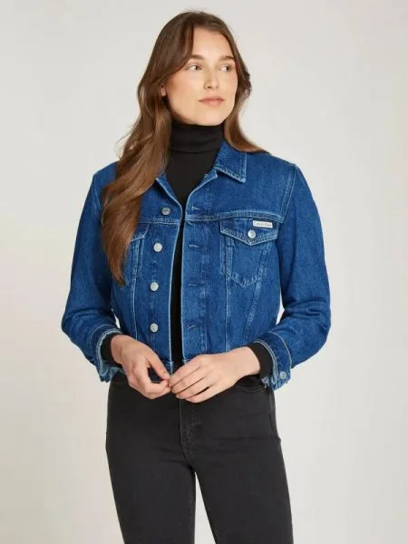 Calvin Klein Jeans De blugi geacă | Cropped Fit albastru