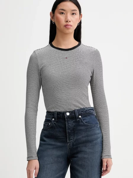Блуза с дълги ръкави Tommy Jeans черно