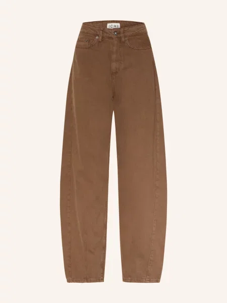 Ichi Barrel Džíny Ihblich denim brown washed hnědé